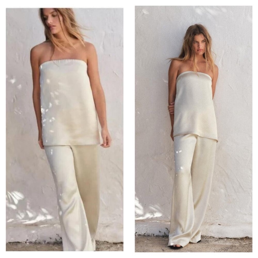 Zara Cream Satin Set